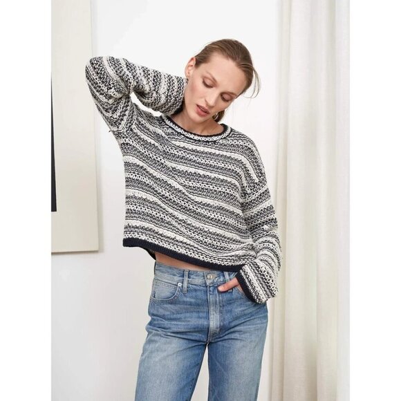 La Ligne Wool Cashmere Blend Chunky Textured Knit Cropped Sweater size Large - Picture 2 of 11